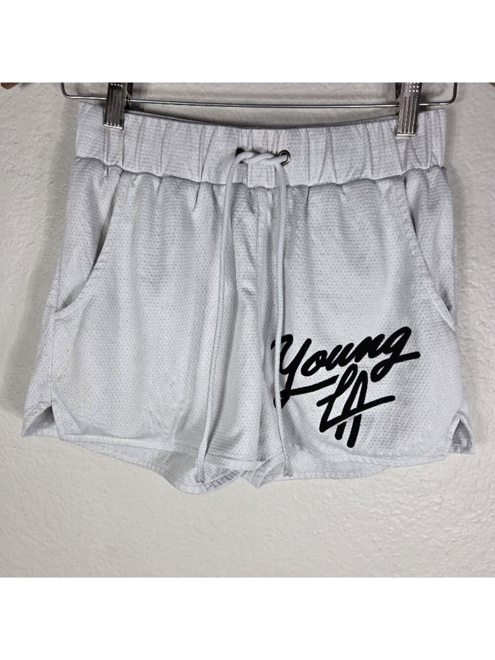 YoungLA 104 Legacy Shorts Men's S Off White Drawstring Workout Gym Active